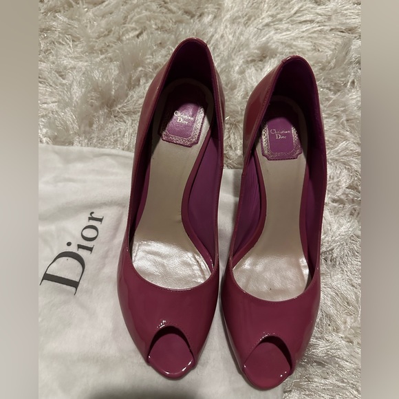 Dior Pink Patent Leather Peep Toe Pumps Size 39.5 - Picture 2 of 8